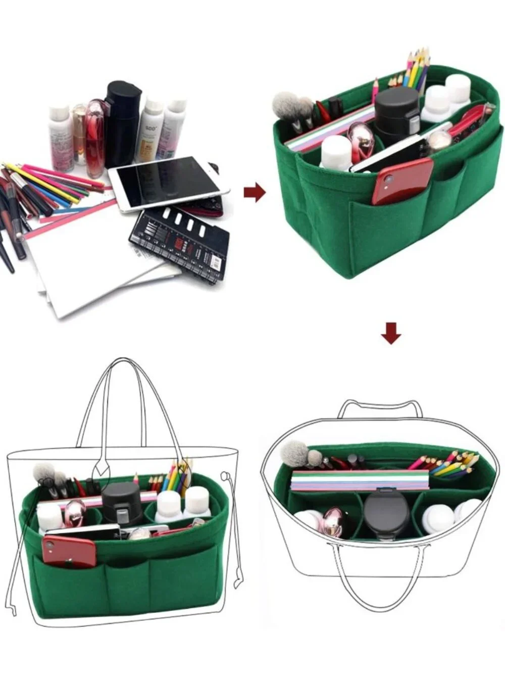 Felt Bag Organizer for Handbag & Purse - Perfect Insert for Speedy & Neverfull